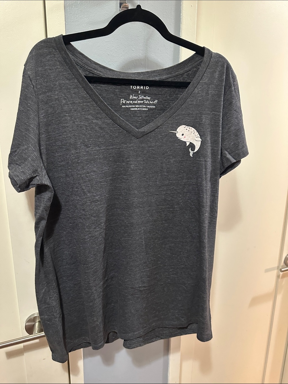 torrid Charcoal V-Neck Narwhal Graphic Tee